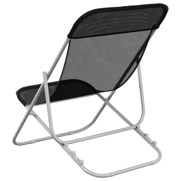 Silla de playa plegable 2 uds acero recubierto textilene negro