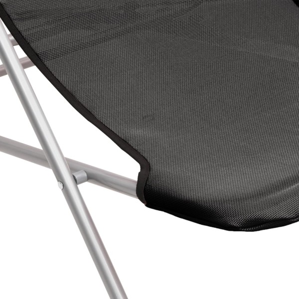 Silla de playa plegable 2 uds acero recubierto textilene negro