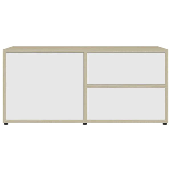 Mueble para TV madera contrachapada blanco y roble 80x34x36 cm