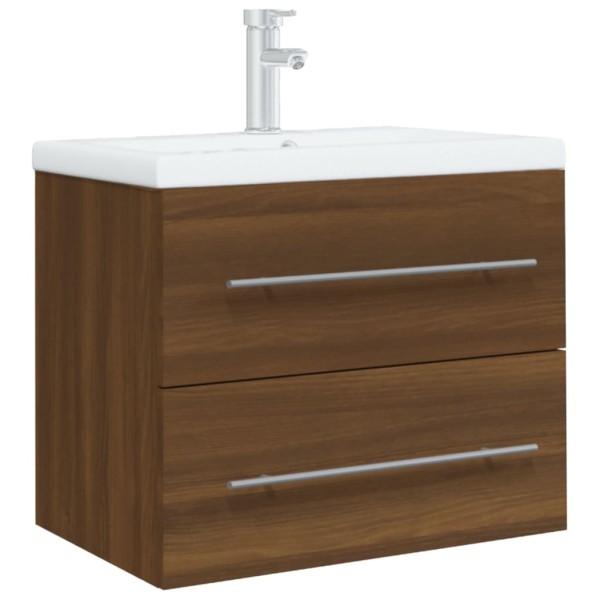 Mueble de baño con lavabo madera contrachapada marrón roble