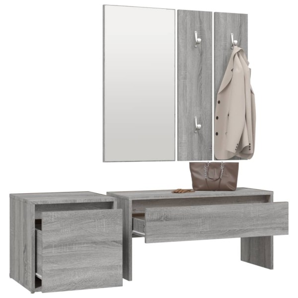 Set de muebles de recibidor madera contrachapada gris Sonoma