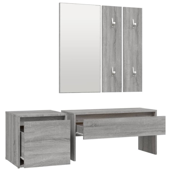 Set de muebles de recibidor madera contrachapada gris Sonoma