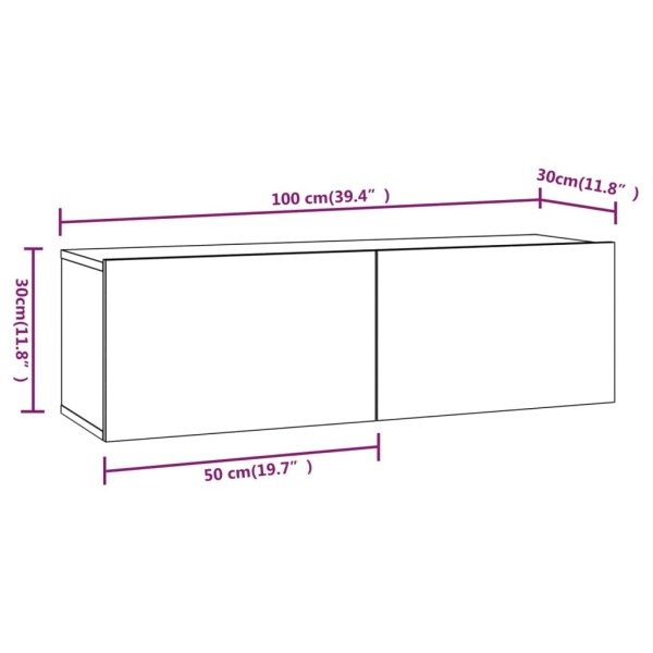 Juego de muebles de pared para TV contrachapado roble ahumado