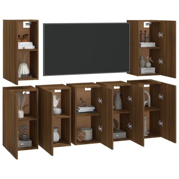 Muebles para TV 7 uds contrachapado roble marrón 30,5x30x60 cm