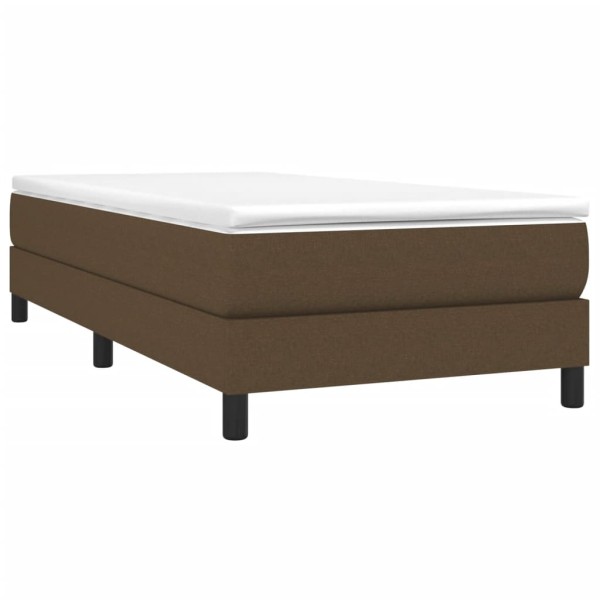 Estructura de cama box spring tela marrón oscuro 80x200 cm