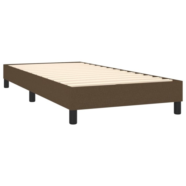 Estructura de cama box spring tela marrón oscuro 80x200 cm