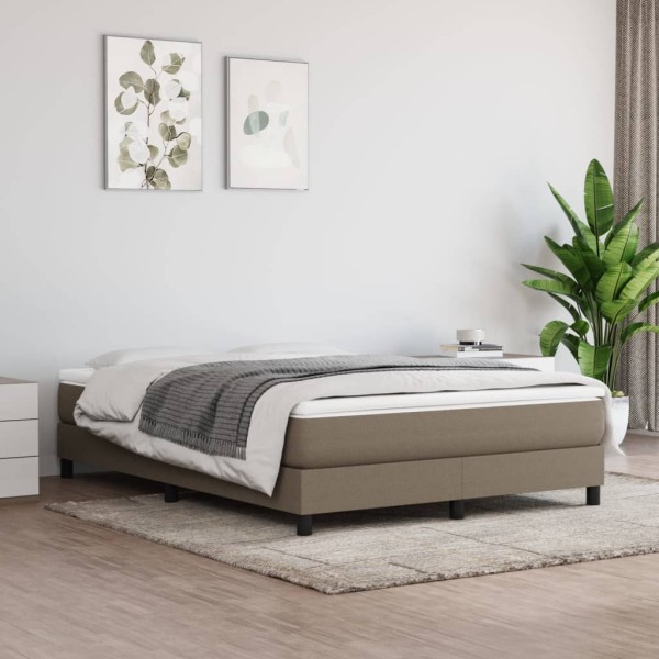 Estructura de cama box spring tela gris taupe 140x200 cm