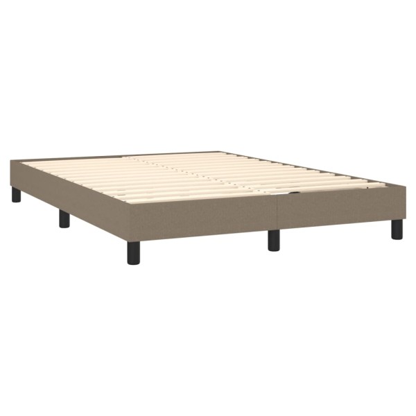 Estructura de cama box spring tela gris taupe 140x200 cm