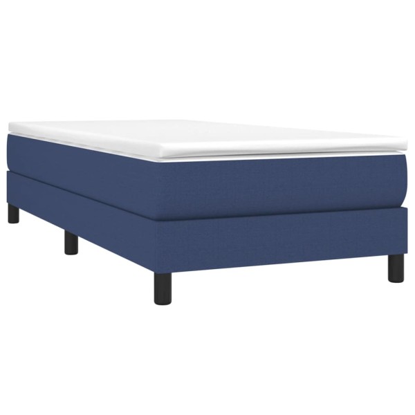 Estructura de cama box spring tela azul 90x200 cm