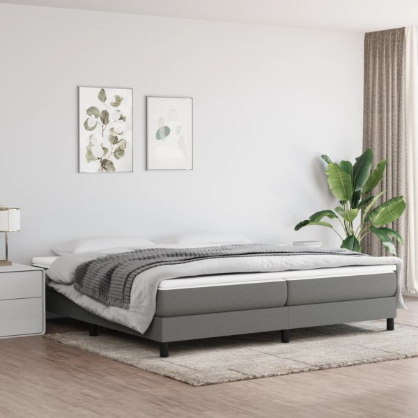 Estructura de cama box spring tela gris oscuro 200x200 cm