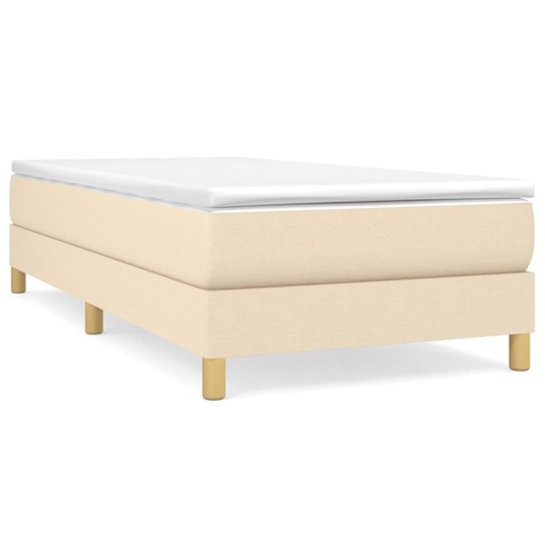 Estructura de cama box spring tela color crema 100x200 cm