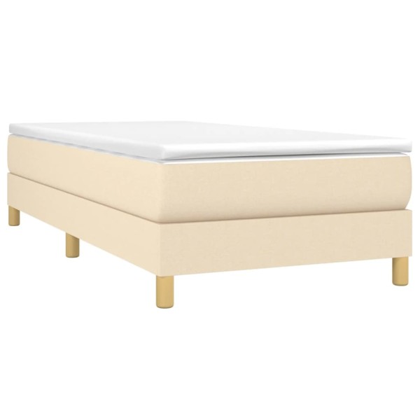 Estructura de cama box spring tela color crema 100x200 cm