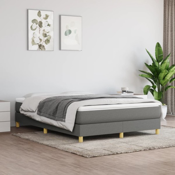 Estructura de cama box spring tela gris oscuro 140x190 cm