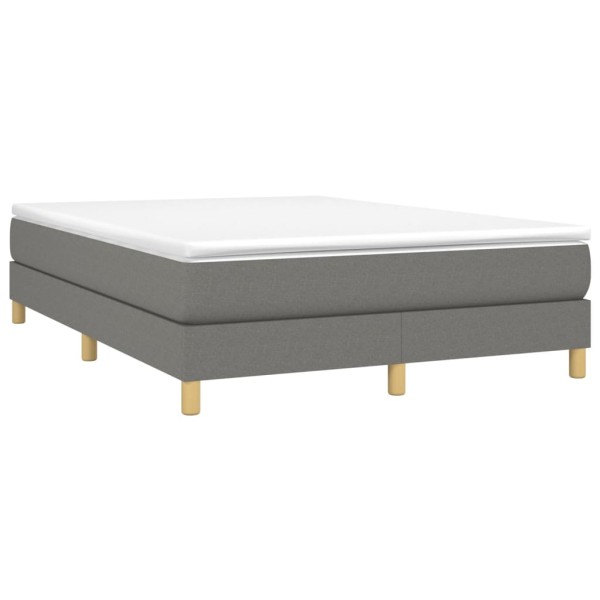 Estructura de cama box spring tela gris oscuro 140x190 cm