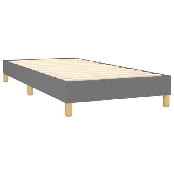 Estructura de cama box spring tela gris oscuro 90x200 cm