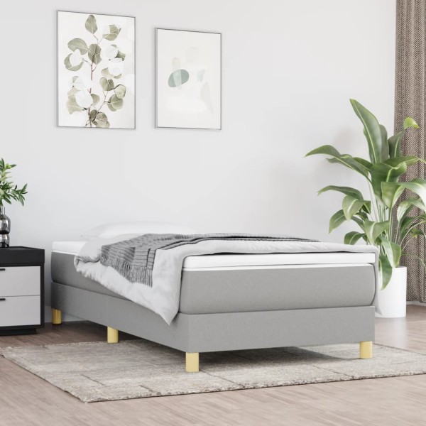 Estructura de cama box spring tela gris claro 90x190 cm