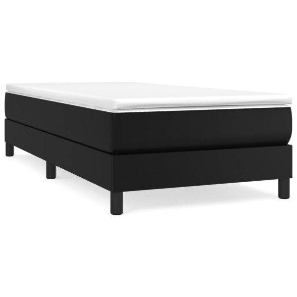 Estructura de cama box spring cuero sintético negro 90x190 cm