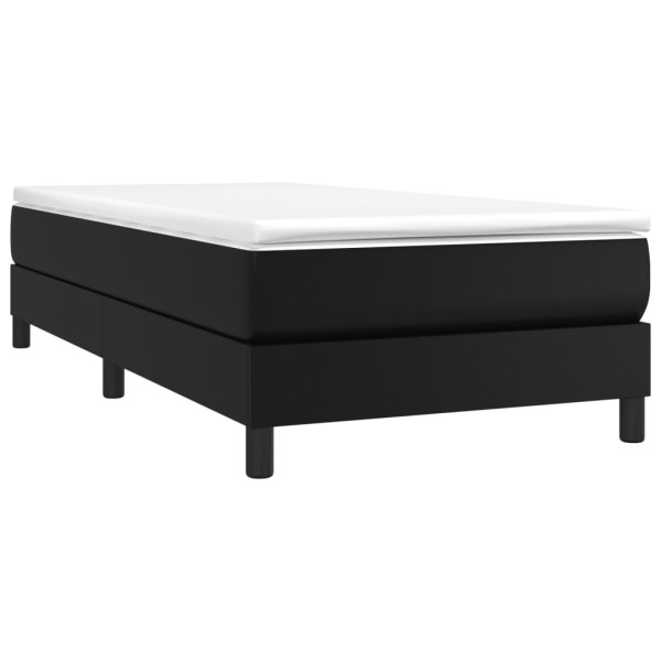 Estructura de cama box spring cuero sintético negro 90x190 cm