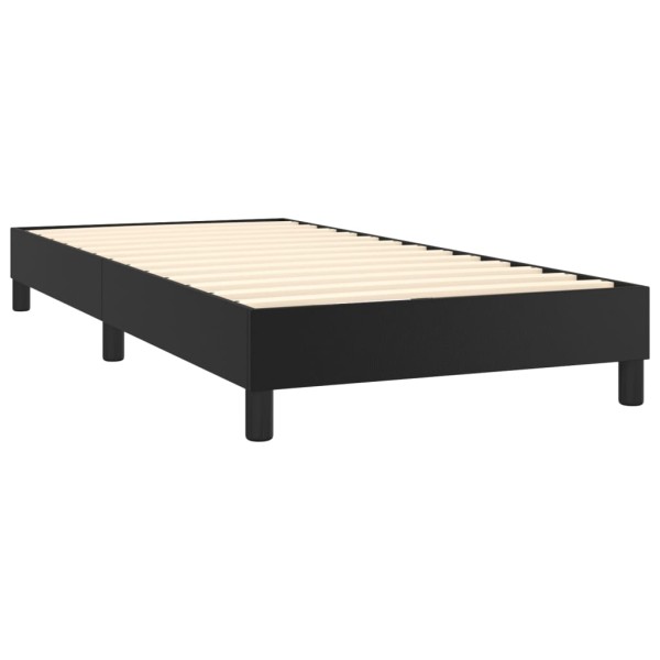 Estructura de cama box spring cuero sintético negro 90x190 cm