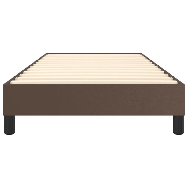 Estructura de cama box spring cuero sintético marrón 100x200 cm