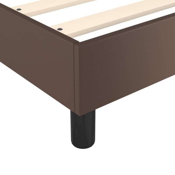 Estructura de cama box spring cuero sintético marrón 100x200 cm