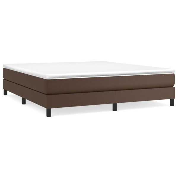 Estructura de cama box spring cuero sintético marrón 160x200 cm