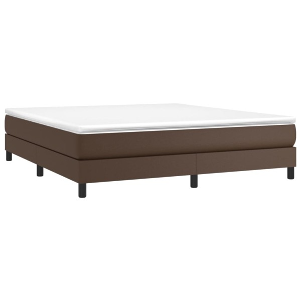 Estructura de cama box spring cuero sintético marrón 160x200 cm