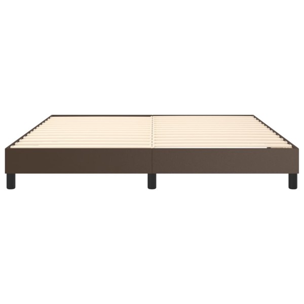 Estructura de cama box spring cuero sintético marrón 160x200 cm