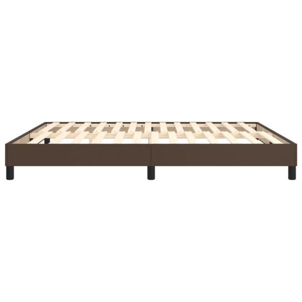 Estructura de cama box spring cuero sintético marrón 160x200 cm