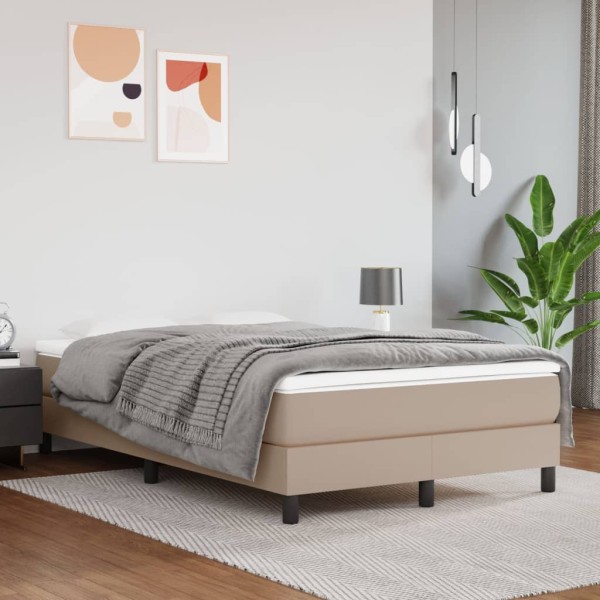 Estructura cama box spring cuero sintético capuchino 120x200 cm