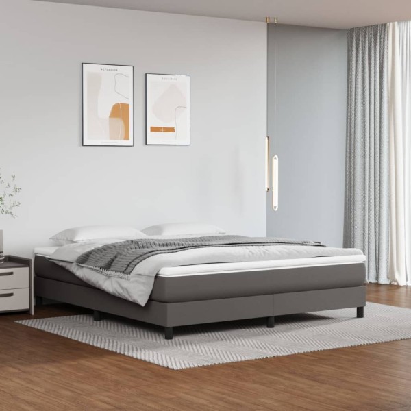 Estructura de cama box spring cuero sintético gris 180x200 cm