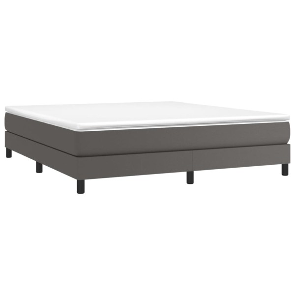 Estructura de cama box spring cuero sintético gris 180x200 cm