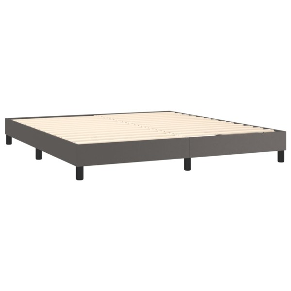 Estructura de cama box spring cuero sintético gris 180x200 cm