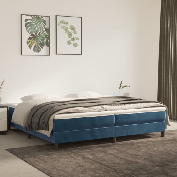 Estructura de cama box spring terciopelo azul oscuro 200x200 cm