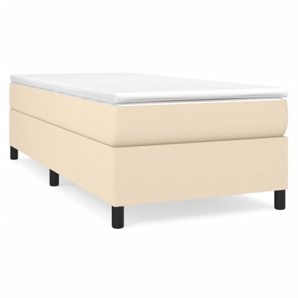 Estructura de cama box spring tela color crema 90x190 cm