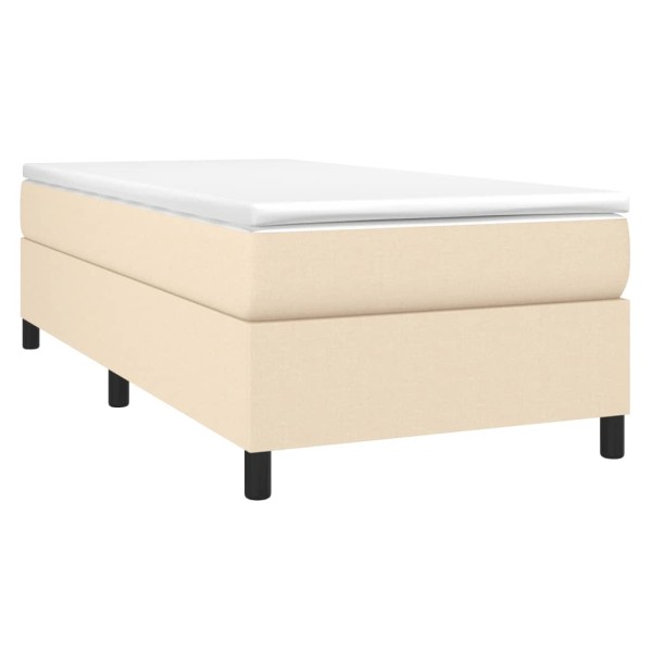 Estructura de cama box spring tela color crema 90x190 cm