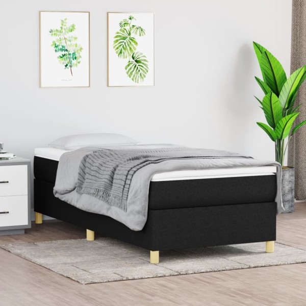 Estructura de cama box spring tela negro 80x200 cm