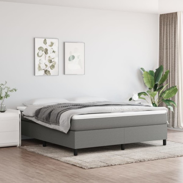 Estructura de cama box spring tela gris oscuro 160x200 cm