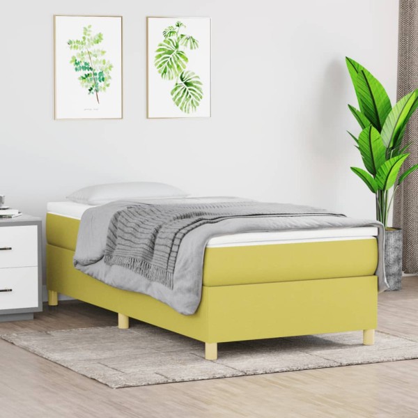 Estructura de cama box spring tela verde 80x200 cm