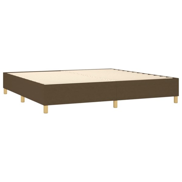 Estructura de cama box spring tela marrón oscuro 200x200 cm