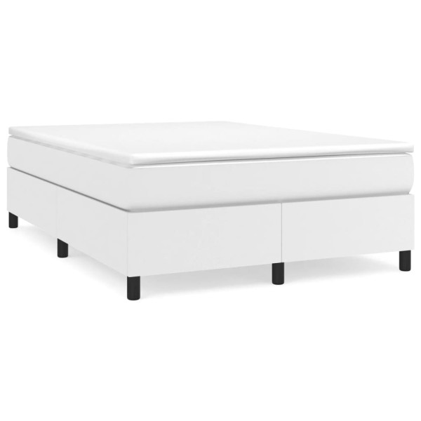 Estructura de cama box spring cuero sintético blanco 140x190 cm