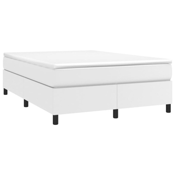 Estructura de cama box spring cuero sintético blanco 140x190 cm