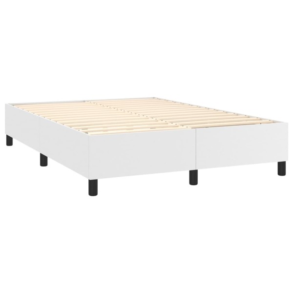 Estructura de cama box spring cuero sintético blanco 140x190 cm