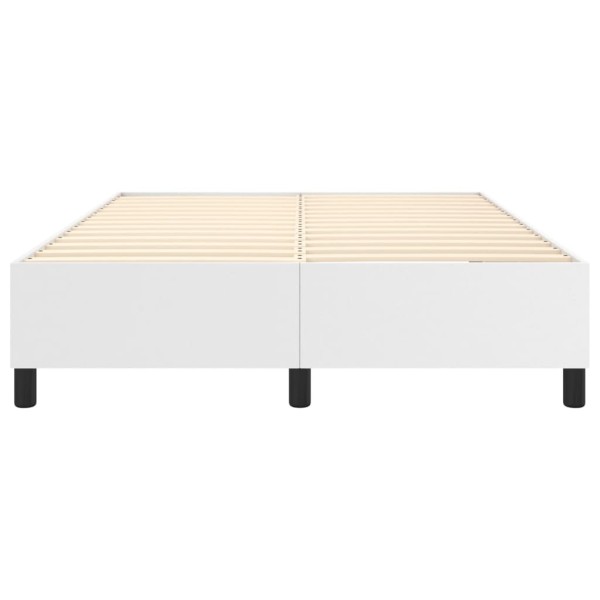 Estructura de cama box spring cuero sintético blanco 140x190 cm