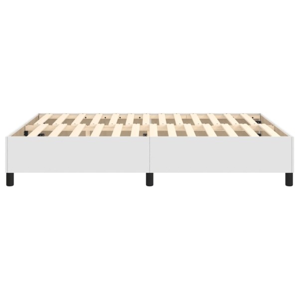 Estructura de cama box spring cuero sintético blanco 140x190 cm