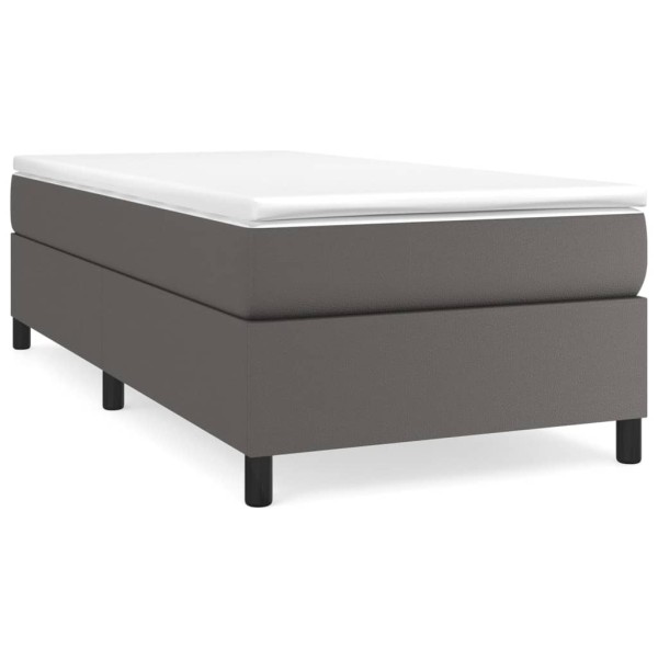 Estructura de cama box spring cuero sintético gris 90x190 cm