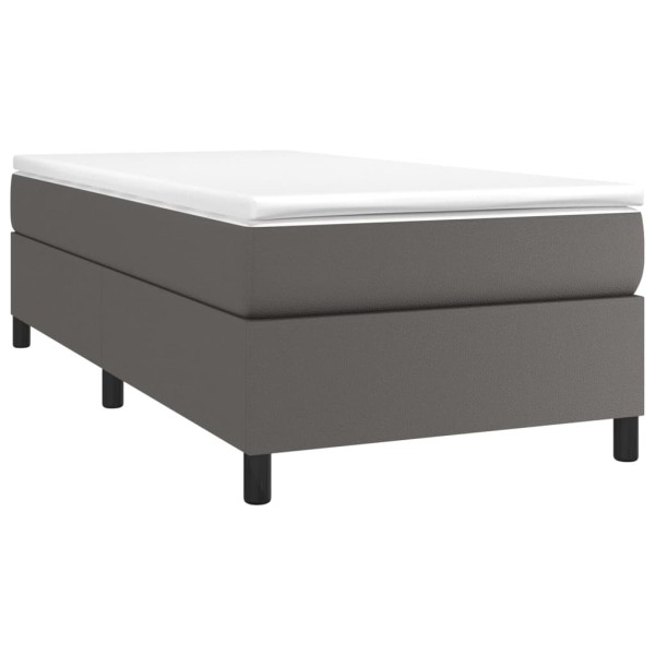 Estructura de cama box spring cuero sintético gris 90x190 cm