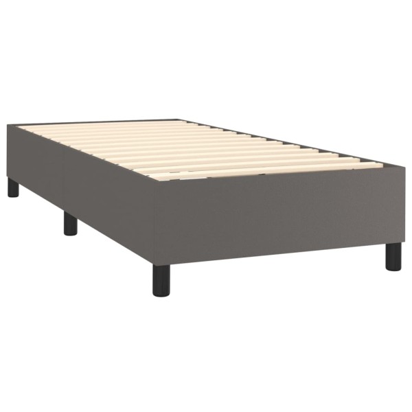 Estructura de cama box spring cuero sintético gris 90x190 cm