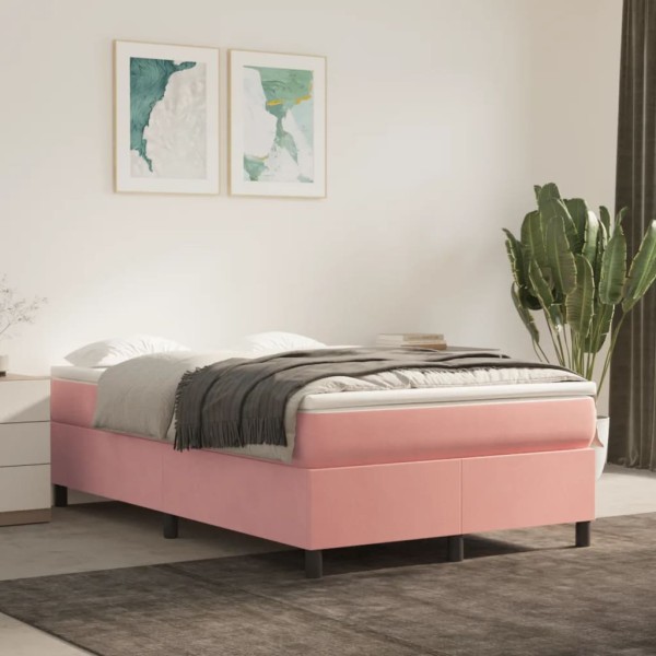 Estructura de cama box spring terciopelo rosa 120x200 cm