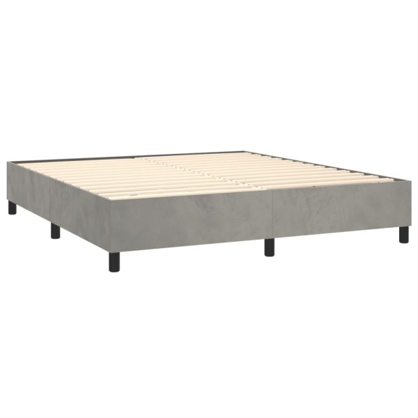 Estructura de cama box spring terciopelo gris claro 180x200 cm